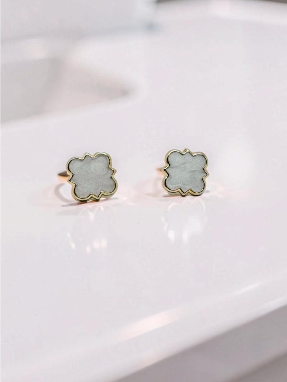 Chloe Clover Stud Earrings 18k Gold Plated Earrings in White